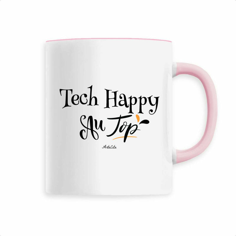 Cadeau anniversaire : Mug - Tech Happy au Top - 6 Coloris - Cadeau Original - Cadeau Personnalisable - Cadeaux-Positifs.com -Rose-