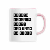 Mug ta ville - Cadeau Personnalisable - Cadeaux-Positifs.com -Rose-