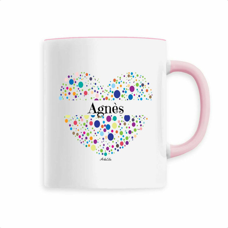 Cadeau anniversaire : Mug - Agnès (Coeur) - 6 Coloris - Cadeau Unique & Tendre - Cadeau Personnalisable - Cadeaux-Positifs.com -Rose-