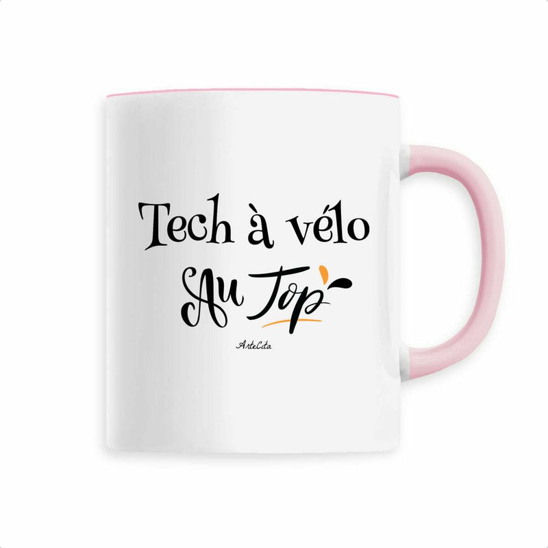 Cadeau anniversaire : Mug - Tech à vélo au Top - 6 Coloris - Cadeau Original - Cadeau Personnalisable - Cadeaux-Positifs.com -Rose-