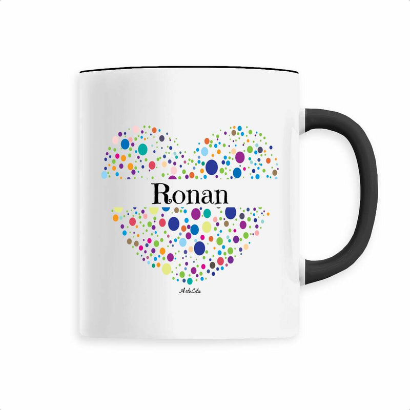 Cadeau anniversaire : Mug - Ronan (Coeur) - 6 Coloris - Cadeau Unique & Tendre - Cadeau Personnalisable - Cadeaux-Positifs.com -Noir-