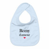 Bavoir - Romy d'amour - 3 Coloris - Cadeau Original - Cadeau Personnalisable - Cadeaux-Positifs.com -Bleu-Taille unique-