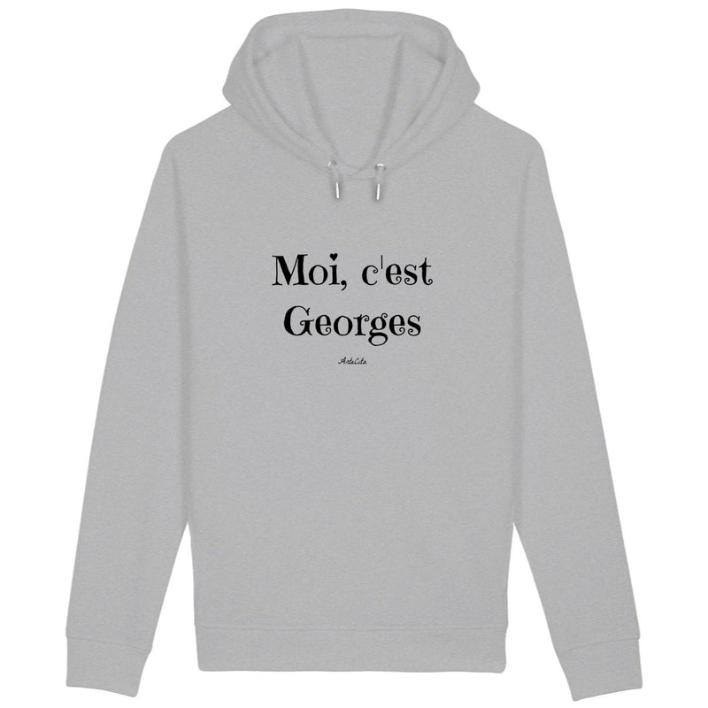 Cadeau anniversaire : Sweat à Capuche - Moi c'est Georges - Coton Bio - Cadeau Original - Cadeau Personnalisable - Cadeaux-Positifs.com -Gris-XS-