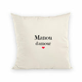 Coussin - Manou d'amour - Avec rembourrage - Cadeau Unique &amp; Tendre - Cadeau Personnalisable - Cadeaux-Positifs.com -Naturel-40x40 cm-