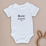 Body - Romy d'amour - 3 Coloris - 0 à 18 mois - Cadeau Original - Cadeau Personnalisable - Cadeaux-Positifs.com -Rose-0-3-