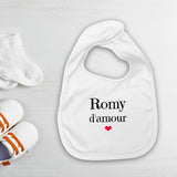 Bavoir - Romy d'amour - 3 Coloris - Cadeau Original - Cadeau Personnalisable - Cadeaux-Positifs.com -Blanc-Taille unique-