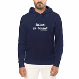 Sweat à capuche - Salut ça boume? - Anachronique - 5 Coloris - Cadeau Drôle - Cadeau Personnalisable - Cadeaux-Positifs.com -Marine-S-