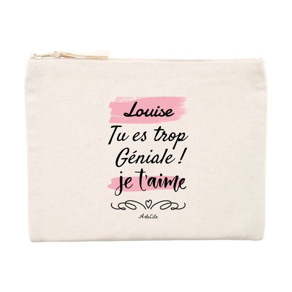 Pochette - Louise je t'aime - Matières recyclées - Cadeau Original - Cadeau Personnalisable - Cadeaux-Positifs.com -Unique-Beige-