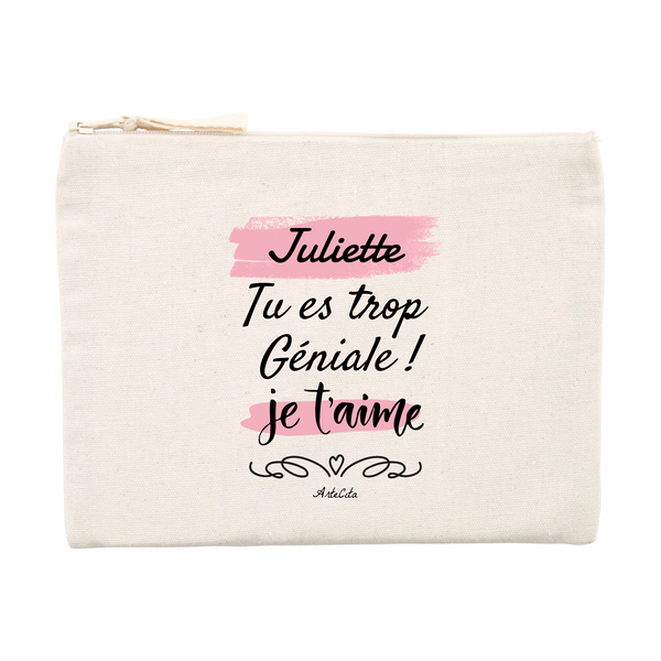 Pochette - Juliette je t'aime - Matières recyclées - Cadeau Durable - Cadeau Personnalisable - Cadeaux-Positifs.com -Unique-Beige-