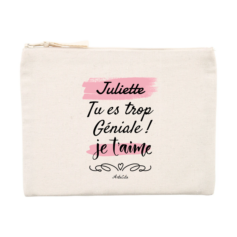 Cadeau anniversaire : Pochette - Juliette je t'aime - Matières recyclées - Cadeau Durable - Cadeau Personnalisable - Cadeaux-Positifs.com -Unique-Beige-