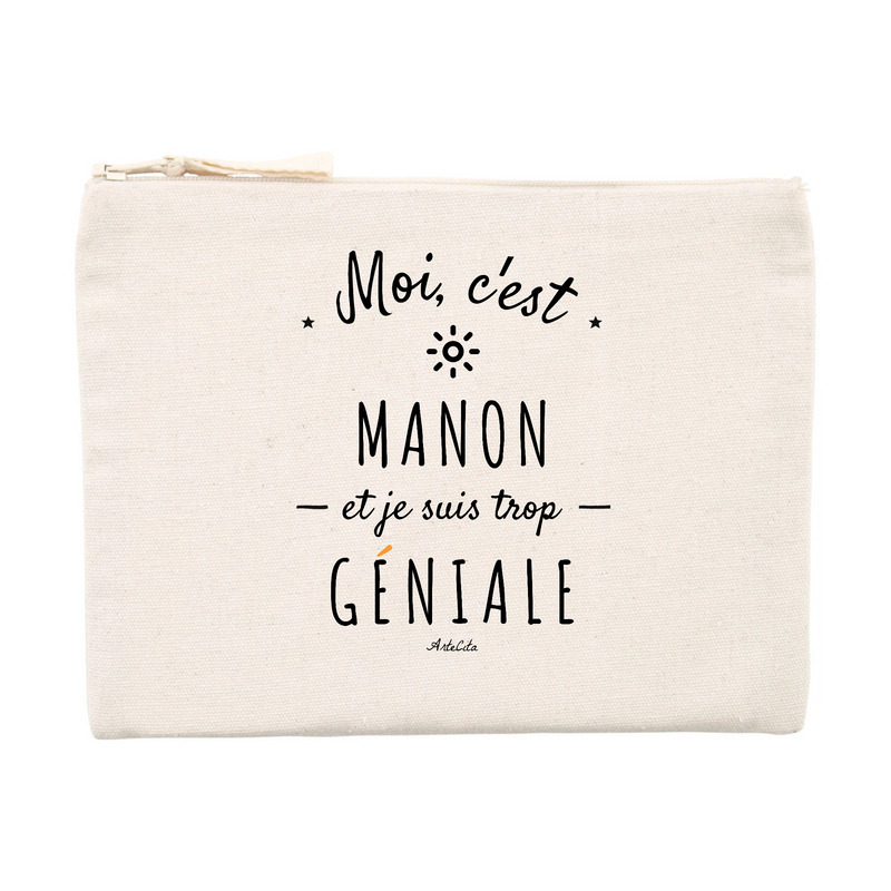 Cadeau anniversaire : Pochette - Manon est trop Géniale - Cadeau Original & Durable - Cadeau Personnalisable - Cadeaux-Positifs.com -Unique-Beige-