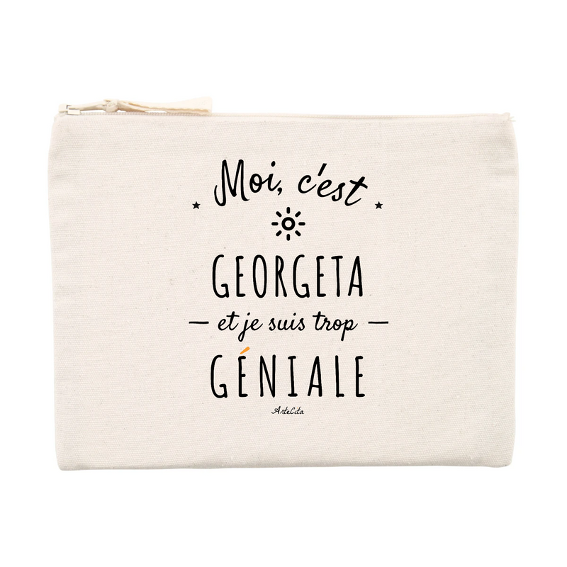 Cadeau anniversaire : Pochette - Georgeta est trop Géniale - Cadeau Original & Durable - Cadeau Personnalisable - Cadeaux-Positifs.com -Unique-Beige-