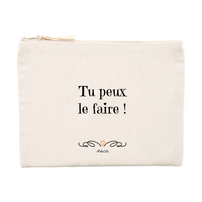 Cadeau anniversaire : Pochette - Tu peux le faire - Coton recyclé - Cadeau Motivant - Cadeau Personnalisable - Cadeaux-Positifs.com -Unique-Beige-