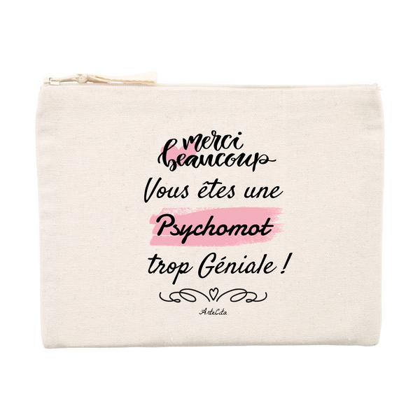 Pochette - Merci, vous êtes une Psychomot trop Géniale - Durable - Cadeau Personnalisable - Cadeaux-Positifs.com -Unique-Beige-