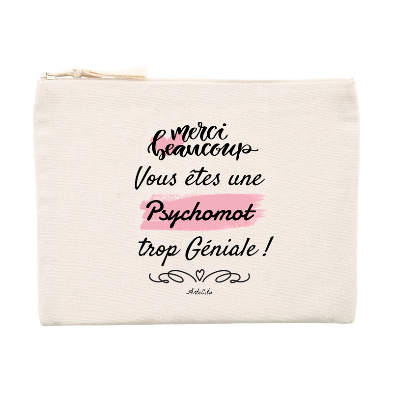 Cadeau anniversaire : Pochette - Merci, vous êtes une Psychomot trop Géniale - Durable - Cadeau Personnalisable - Cadeaux-Positifs.com -Unique-Beige-