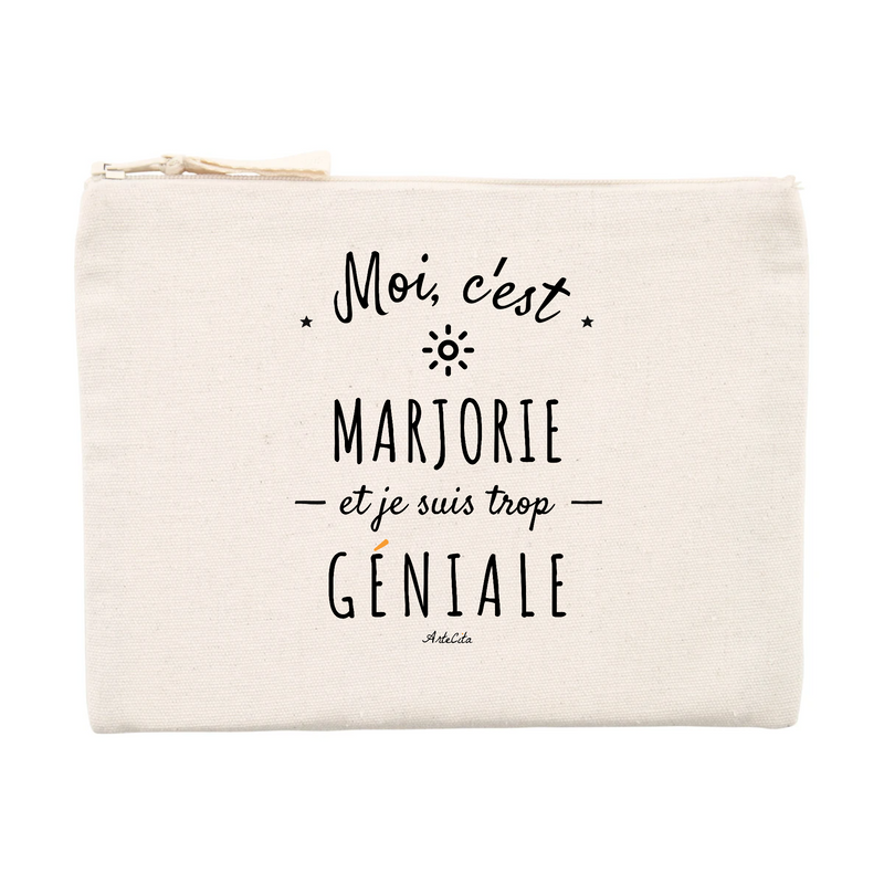 Cadeau anniversaire : Pochette - Marjorie est trop Géniale - Cadeau Original & Durable - Cadeau Personnalisable - Cadeaux-Positifs.com -Unique-Beige-