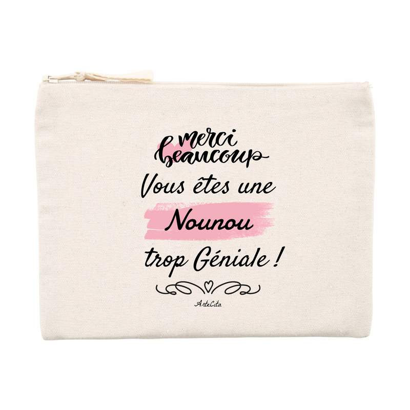 Cadeau anniversaire : Pochette - Merci Nounou - Matières recyclées - Cadeau Durable - Cadeau Personnalisable - Cadeaux-Positifs.com -Unique-Beige-