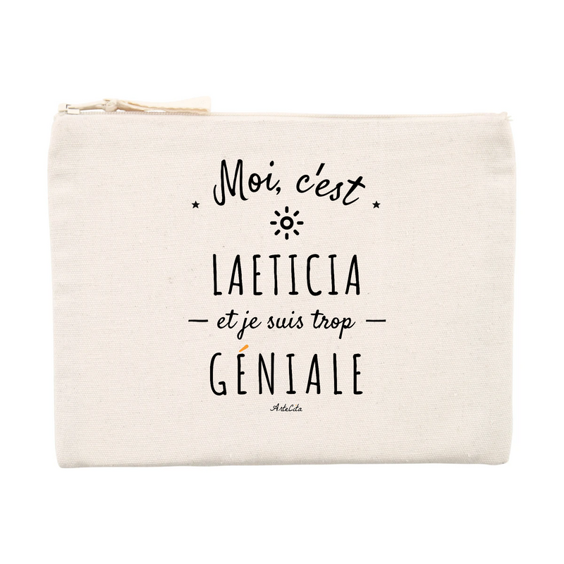 Cadeau anniversaire : Pochette - Laeticia est trop Géniale - Cadeau Original & Durable - Cadeau Personnalisable - Cadeaux-Positifs.com -Unique-Beige-