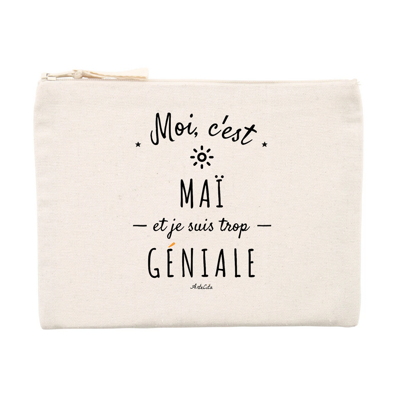 Cadeau anniversaire : Pochette - Maï est trop Géniale - Cadeau Original & Durable - Cadeau Personnalisable - Cadeaux-Positifs.com -Unique-Beige-