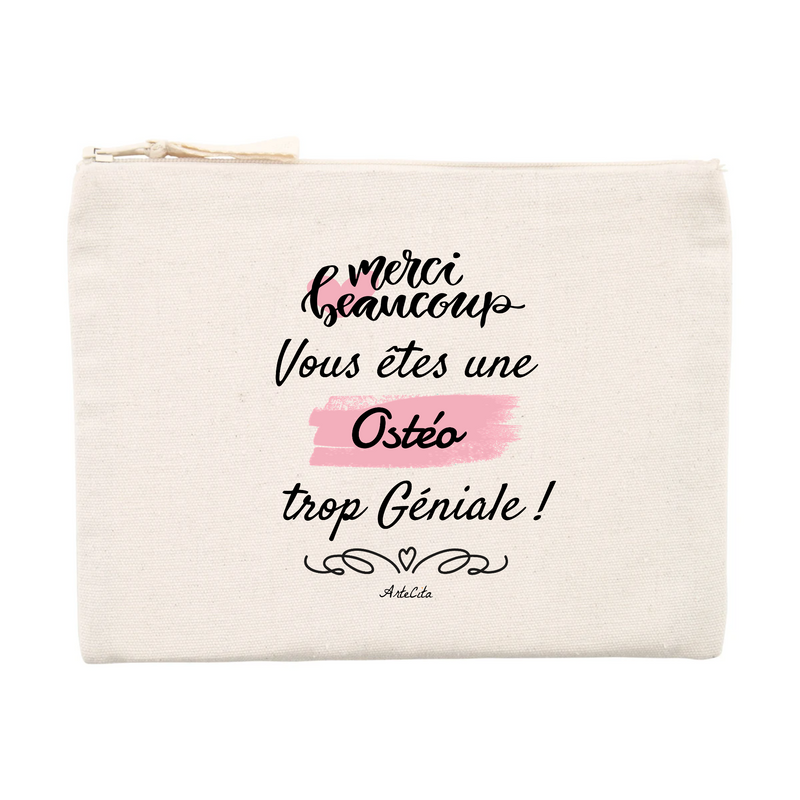 Cadeau anniversaire : Pochette - Merci, vous êtes une Ostéo trop Géniale - Cadeau Durable - Cadeau Personnalisable - Cadeaux-Positifs.com -Unique-Beige-