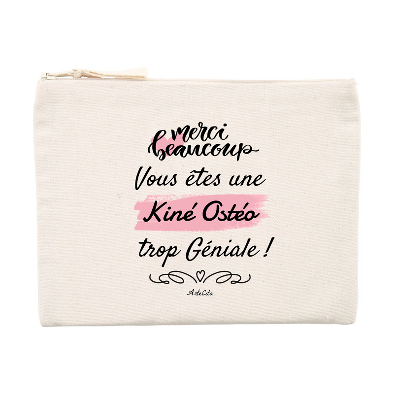 Cadeau anniversaire : Pochette - Merci, vous êtes une Kiné Ostéo trop Géniale - Cadeau Durable - Cadeau Personnalisable - Cadeaux-Positifs.com -Unique-Beige-