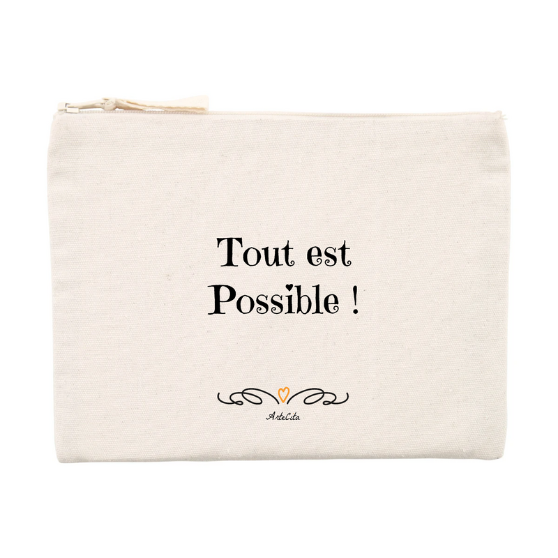 Cadeau anniversaire : Pochette - Tout est possible - Coton recyclé - Cadeau Motivant - Cadeau Personnalisable - Cadeaux-Positifs.com -Unique-Beige-