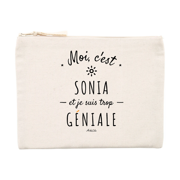 Pochette - Sonia est trop Géniale - Cadeau éco-responsable - Cadeau Personnalisable - Cadeaux-Positifs.com -Unique-Beige-