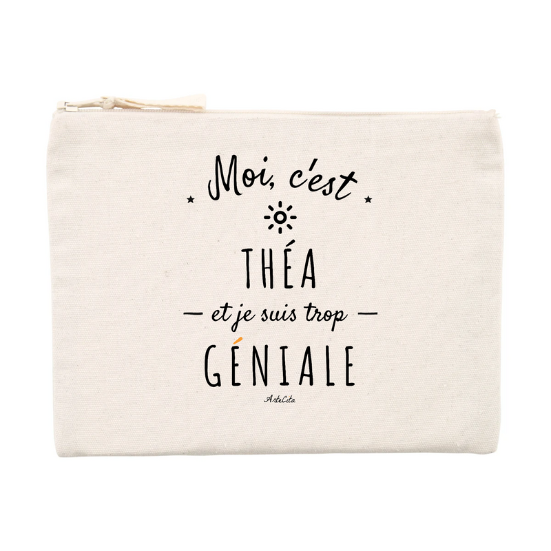 Cadeau anniversaire : Pochette - Théa est trop Géniale - Cadeau Original & Durable - Cadeau Personnalisable - Cadeaux-Positifs.com -Unique-Beige-