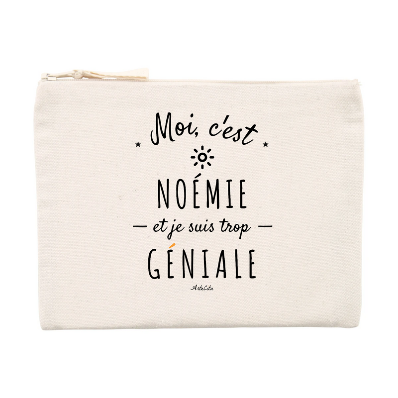 Cadeau anniversaire : Pochette - Noémie est trop Géniale - Cadeau éco-responsable - Cadeau Personnalisable - Cadeaux-Positifs.com -Unique-Beige-