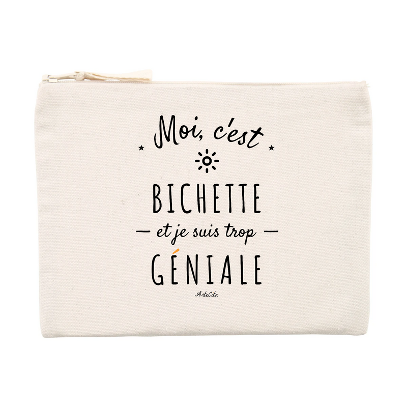 Cadeau anniversaire : Pochette - Bichette est trop Géniale - Cadeau éco-responsable - Cadeau Personnalisable - Cadeaux-Positifs.com -Unique-Beige-