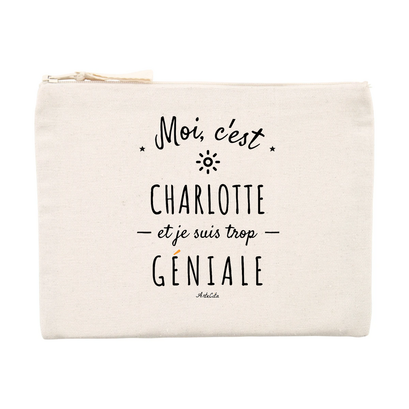 Cadeau anniversaire : Pochette - Charlotte est trop Géniale - Cadeau Original & Durable - Cadeau Personnalisable - Cadeaux-Positifs.com -Unique-Beige-