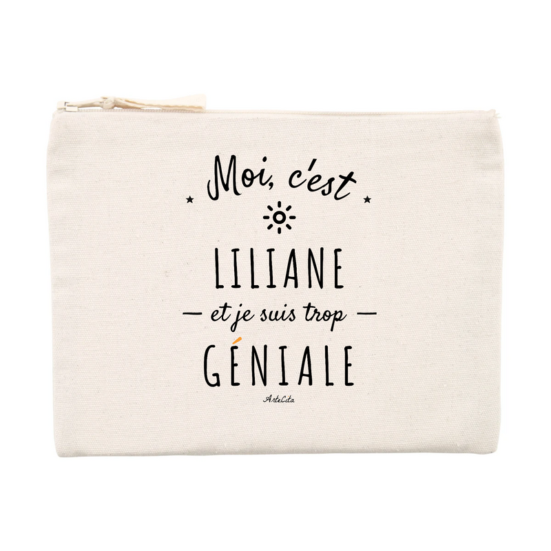 Cadeau anniversaire : Pochette - Liliane est trop Géniale - Cadeau éco-responsable - Cadeau Personnalisable - Cadeaux-Positifs.com -Unique-Beige-