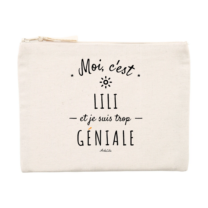 Cadeau anniversaire : Pochette - Lili est trop Géniale - Cadeau éco-responsable - Cadeau Personnalisable - Cadeaux-Positifs.com -Unique-Beige-