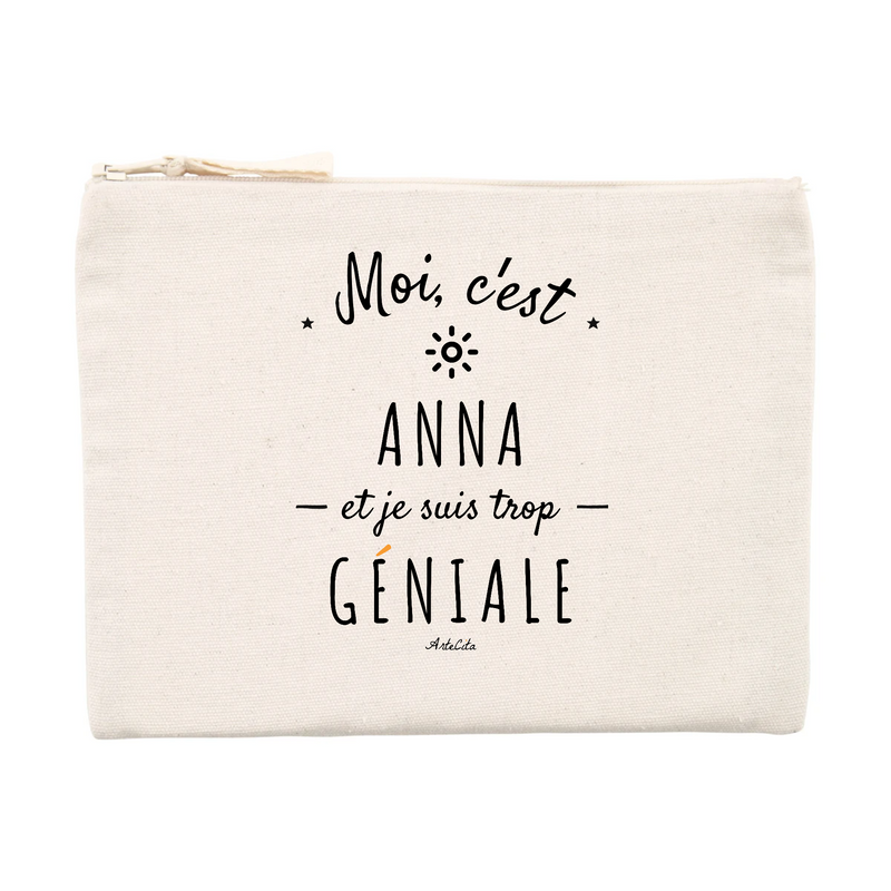 Cadeau anniversaire : Pochette - Anna est trop Géniale - Cadeau Original & Durable - Cadeau Personnalisable - Cadeaux-Positifs.com -Unique-Beige-