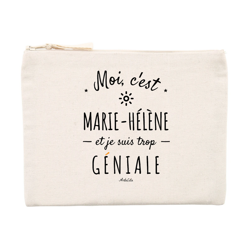 Cadeau anniversaire : Pochette - Marie-Hélène est trop Géniale - Cadeau Original & Durable - Cadeau Personnalisable - Cadeaux-Positifs.com -Unique-Beige-
