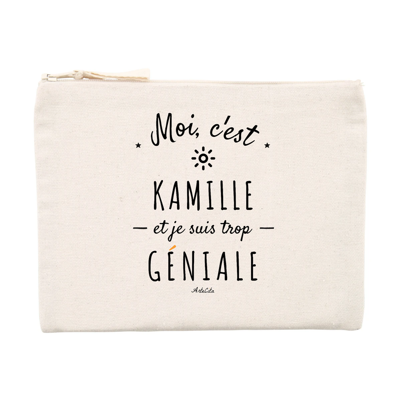 Cadeau anniversaire : Pochette - Kamille est trop Géniale - Cadeau Original & Durable - Cadeau Personnalisable - Cadeaux-Positifs.com -Unique-Beige-