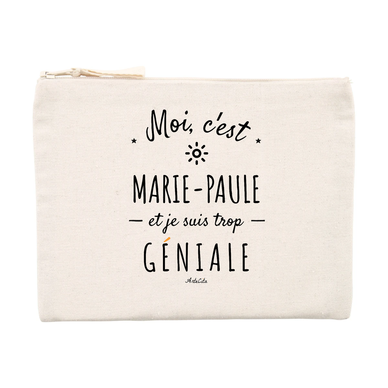 Cadeau anniversaire : Pochette - Marie-Paule est trop Géniale - Cadeau Original & Durable - Cadeau Personnalisable - Cadeaux-Positifs.com -Unique-Beige-