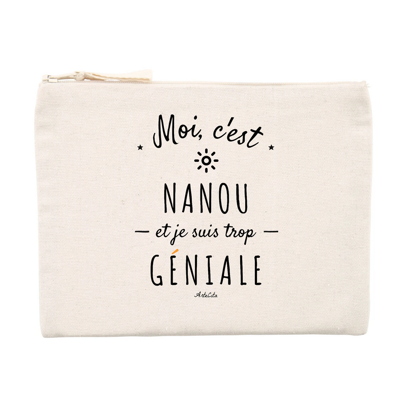 Cadeau anniversaire : Pochette - Nanou est trop Géniale - Cadeau éco-responsable - Cadeau Personnalisable - Cadeaux-Positifs.com -Unique-Beige-