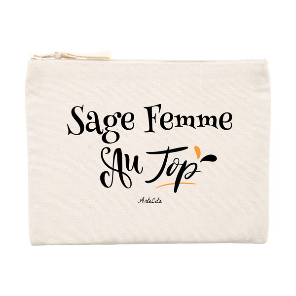 Pochette - Sage Femme au Top - Matières recyclées - Cadeau Durable - Cadeau Personnalisable - Cadeaux-Positifs.com -Unique-Beige-
