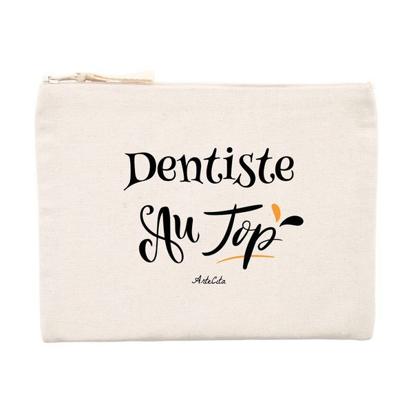 Pochette - Dentiste au Top - Matières recyclées - Cadeau Original - Cadeau Personnalisable - Cadeaux-Positifs.com -Unique-Beige-