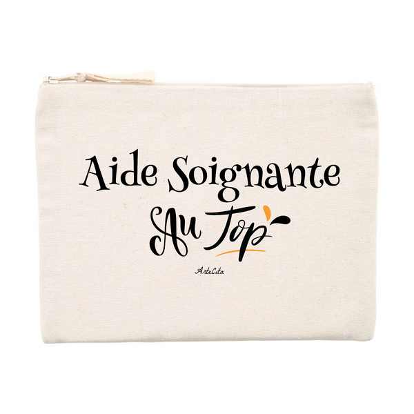Pochette - Aide Soignante au Top - Matières recyclées - Cadeau Durable - Cadeau Personnalisable - Cadeaux-Positifs.com -Unique-Beige-