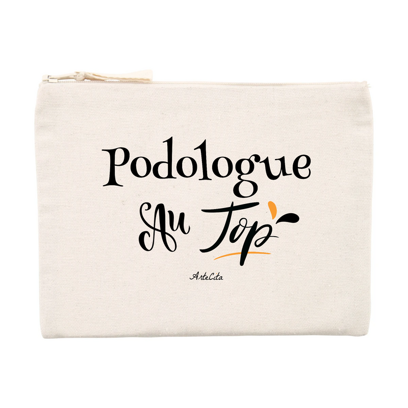 Cadeau anniversaire : Pochette - Podologue au Top - Matières recyclées - Cadeau Durable - Cadeau Personnalisable - Cadeaux-Positifs.com -Unique-Beige-