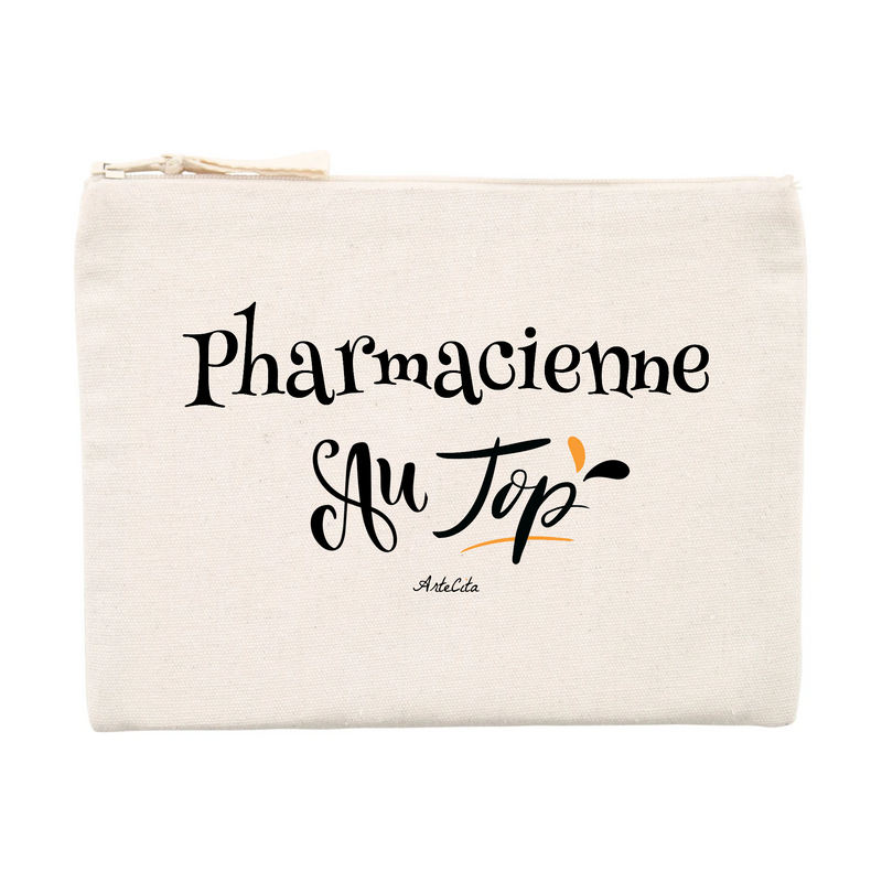 Cadeau anniversaire : Pochette - Pharmacienne au Top - Matières recyclées - Cadeau Durable - Cadeau Personnalisable - Cadeaux-Positifs.com -Unique-Beige-