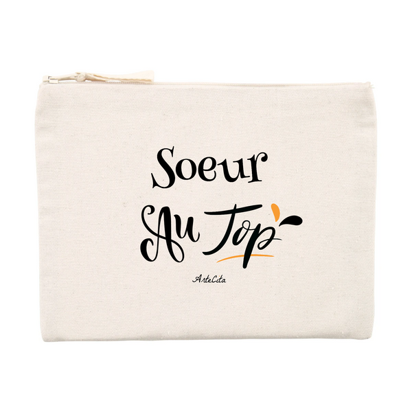 Pochette - Soeur au Top - Matières recyclées - Cadeau Durable - Cadeau Personnalisable - Cadeaux-Positifs.com -Unique-Beige-