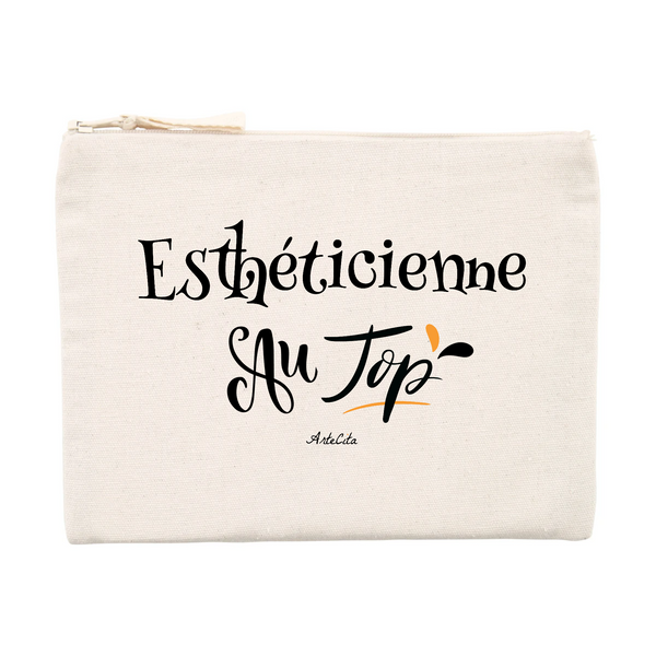 Pochette - Esthéticienne au Top - Matières recyclées - Cadeau Durable - Cadeau Personnalisable - Cadeaux-Positifs.com -Unique-Beige-