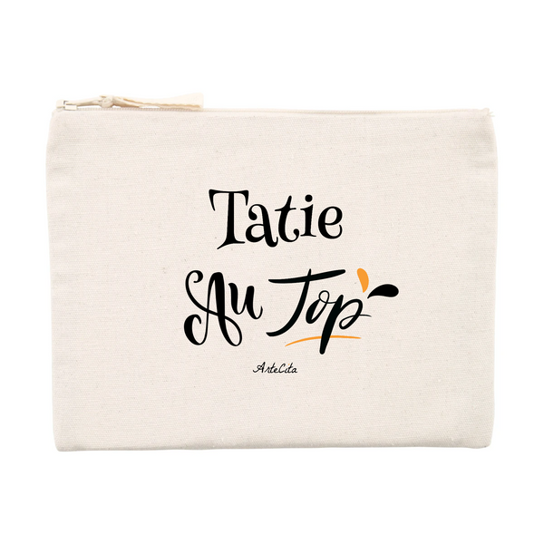 Pochette - Tatie au Top - Matières recyclées - Cadeau Durable - Cadeau Personnalisable - Cadeaux-Positifs.com -Unique-Beige-