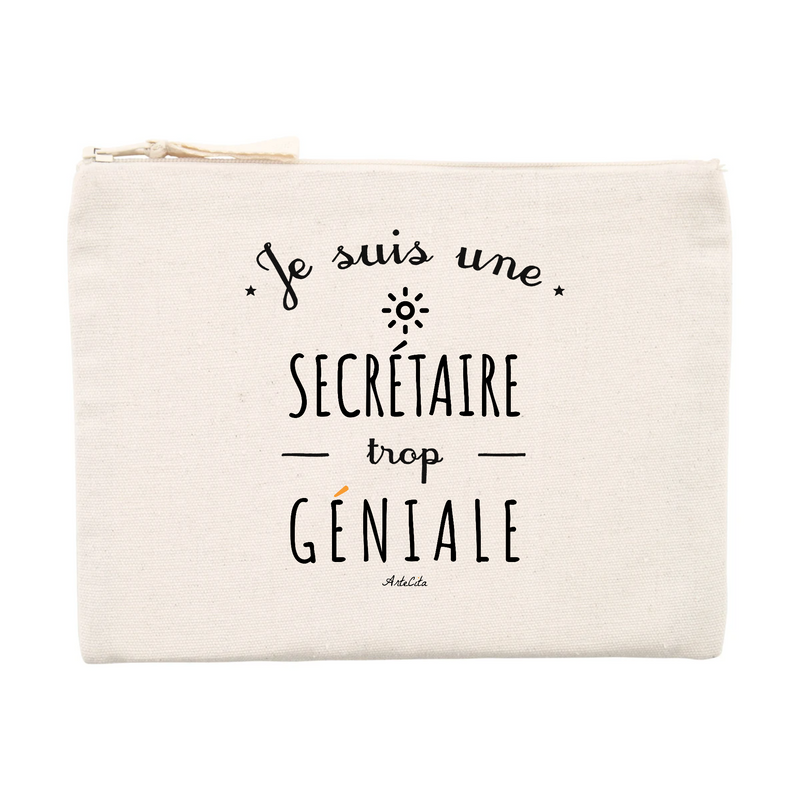 Cadeau anniversaire : Pochette - Une Secrétaire trop Géniale - Cadeau éco-responsable - Cadeau Personnalisable - Cadeaux-Positifs.com -Unique-Beige-