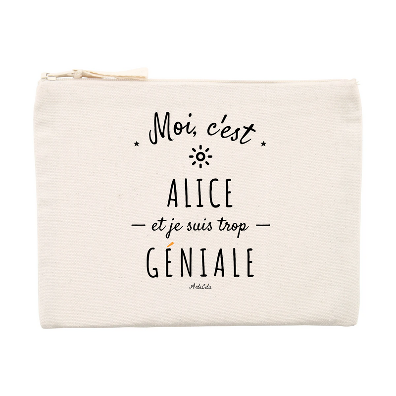 Cadeau anniversaire : Pochette - Alice est trop Géniale - Cadeau éco-responsable - Cadeau Personnalisable - Cadeaux-Positifs.com -Unique-Beige-