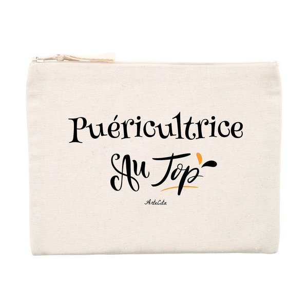 Pochette - Puéricultrice au Top - Matières recyclées - Cadeau Durable - Cadeau Personnalisable - Cadeaux-Positifs.com -Unique-Beige-