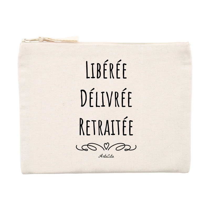 Cadeau anniversaire : Pochette - Libérée, Délivrée, Retraitée - Cadeau éco-responsable - Cadeau Personnalisable - Cadeaux-Positifs.com -Unique-Beige-